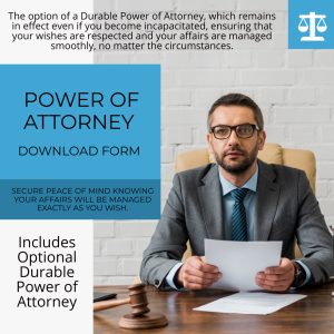 Power of Attorney Form Download – Includes optional Durable Power of Attorney